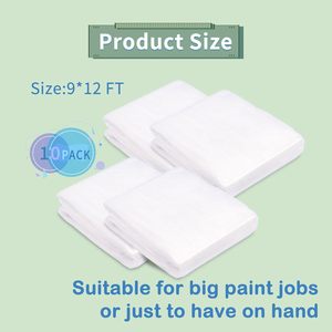 <b>Plastic</b> Drop Cloth 9x12 Ft Disposable Waterproof For Painting Floor Protection - Product Image 1