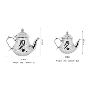 Carafe marocaine en acier inoxydable SUS201, motif en S chromé, pour thé et café, design moderne et écologique - Product Image 3