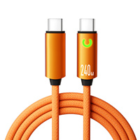 Kabel USB-C Pengisian Cepat 240W PD Dengan Selubung PVC Kepang untuk Ponsel