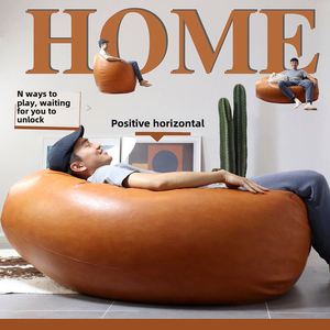 Modern Style <strong>Bean</strong> Warehouse Lazy Sofa Ins Tatami Style <strong>Bean</strong> <strong>Bag</strong> Leather Chair Set for Living Room and Balcony <strong>Sitting</strong> and Sleep - Product Image 2