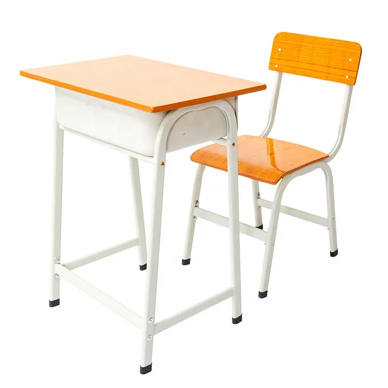 Silla de escritorio de madera para estudiantes, mesa de estudio barata y silla, juego individual de escritorio y silla para escuela primaria
