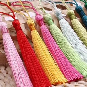 13cm Polyester Silk Tassels Bookmark Charme Pendurado Corda Fringe Guarnição Pingente DIY Jóias Artesanato Decoração Pano Costura Acessórios