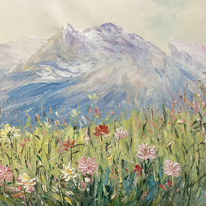Pintura Impresionista de Paisaje de Prado Montañoso, Pintada a Mano, Decorativa <span class=keywords><strong>para</strong></span> Sala de Estar o Dormitorio - Product Image 4