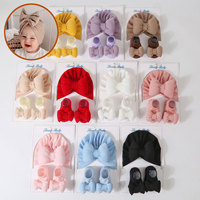 Vente en gros de chaussettes tricotées colorées en coton tricotées pour nouveau-nés Ensemble chapeau bandeau bonnet pour bébé de 0 à 12 mois