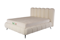 Cadre de lit moderne de luxe rembourré en bouclette, capitonné verticalement, en polaire Teddy, avec sommier à lattes pour mobilier de chambre