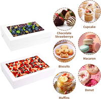 Boîtes à gâteaux 19x14x4 pouces avec fenêtre, grandes boîtes rectangulaires blanches pour pâtisseries, desserts, gâteaux, cupcakes, beignets, biscuits, tartes