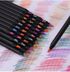 Matite Colorate con Nucleo Arcobaleno in Legno Nero, 12 Colori, per Disegno, Colorazione e Schizzi per Bambini, Attività Scolastiche e in Classe - Product Image 4