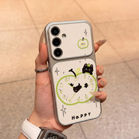 Étui de téléphone portable en cuir avec horloge et chat noir mignon pour Samsung S26 A35 Coque blanche Corning Shell Back Cover pour iPhone 11-18 Series