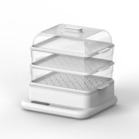 Zemkon Machine à petit-déjeuner tout-en-un Cuiseur à vapeur électrique à trois couches Pot à vapeur multifonctionnel pour la cuisine