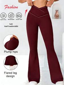 Leggings Sportivi a Vita Alta Effetto Nuvola, Comodi Pantaloni da Palestra ad Asciugatura Rapida con Orlo Arrotolato - Product Image 6