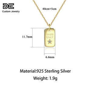 DE Star Yours Truly Fine Lien Chaîne Collier À La Mode 925 Pendentif Collier 14K Or En Argent Sterling 925 Bijoux pour Femmes - Product Image 3