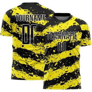 Custom Soccer Jersey Team Uniform Sublimated Moisture Wicking Crew Neck Unisex Sport Apparel Men's 280g Yellow Black - Product Image 1
