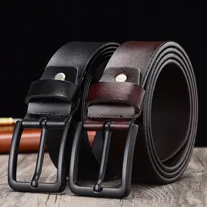 Factory Direct Supply Men's Leather Belt Men's Black Buckle Cowhide Belt Casual Men's Pin Buckle Belt