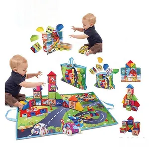 Infant Baby Kleinkind Spiel Bildung Baby Puzzle Bausteine Pull Back Stoff wagen Auto Lagerung Teppich Decke Baby Spielzeug für Kinder