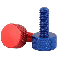 Vis à molette moletée en aluminium anodisé coloré, sur mesure, M2 M3 M4 M10 M20, vis en plastique noir