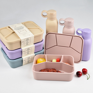 Custom Logo Eco Friendly Children Bento Box Silicone Separator Food Container <b>Microwave</b> Safe Lunch <b>Set</b> - Product Image 3
