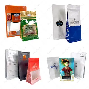 Vacío personalizado impreso grado alimenticio 1KG 2,5 KG 5KG diseño fácil rasgado bolsa de fondo plano precio al por mayor bolsas de embalaje resellables