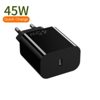 Chargeur mural USB Gan à charge rapide avec port Type-C EU pour iPhone 16 17, tablette, montre connectée, téléphone portable – Noir et Blanc 45W 85%