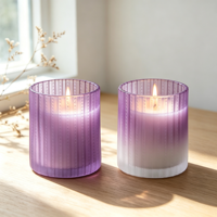 Porte-bougies en verre côtelé vertical, porte-bougies multicolores avec revêtement par pulvérisation pour la décoration de la maison, de la table, des mariages et des fêtes