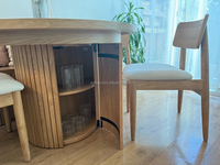 Table Ronde Transformable avec Rangement et Banc Extensible, Entièrement Dépliable pour Accueillir Plus de 10 Personnes et Entièrement Rétractable pour Accueillir 5 Personnes