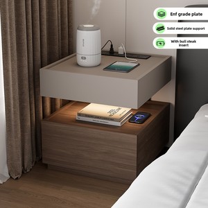 <span class=keywords><strong>Mesita</strong></span> <span class=keywords><strong>de</strong></span> <span class=keywords><strong>Noche</strong></span> <span class=keywords><strong>Flotante</strong></span> Italiana Moderna con Luz LED y Estación <span class=keywords><strong>de</strong></span> Carga, Madera Contrachapada Ecológica <span class=keywords><strong>de</strong></span> Grado ENF, Mesa <span class=keywords><strong>de</strong></span> <span class=keywords><strong>Noche</strong></span> Inteligente - Product Image 3