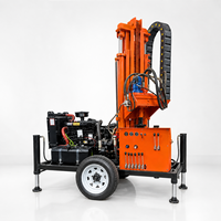 Foreuse rotative diesel portable sur roues FY-260L 22HP avec moteur, boîte de vitesses et pompe pour puits d'eau, équipement de forage de 260m de profondeur