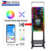 Cabina de Fotos Selfie WIVITOUCH Interactiva con Pantalla Táctil LCD de 21.5 Pulgadas, Compatible con DSLR, Impresión Instantánea, Wi-Fi, Metálica