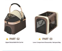 Chariot de voyage double pour animaux de compagnie, 2 niveaux, approuvé par les compagnies aériennes, avec poignée réglable, détachable, luxueux, léger, pliable, 4 roues, lavable, pour l'extérieur