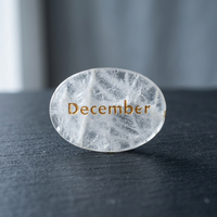 Plaque en quartz gravée de décembre, décoration d'intérieur, artisanat d'art Feng Shui sculpté et poli