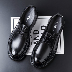 Chaussures habillées en cuir pour hommes, en cuir de vachette pleine fleur, bout rond, à lacets, pour le bureau, les affaires, les trajets quotidiens, pour jeunes, grandes tailles - Product Image 3
