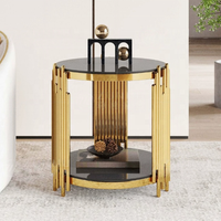 Table basse ronde en verre avec structure en acier inoxydable doré, idéale pour salon et hôtel – Meuble de maison abordable