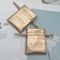 Pochette cadeau en similicuir PU avec cordon de serrage, emballage pour bijoux en cuir avec logo personnalisé en relief, sac anti-poussière