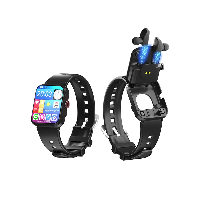 सर्वश्रेष्ठ विक्रेता स्मार्ट घड़ी ब्लू टूथ इयरफ़ोन निविड़ अंधकार फिटनेस ट्रैकर कंगन Earbuds के साथ 1 में 2 स्मार्ट घड़ी