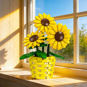 Juego de 465 Bloques de Construcción de Girasol en Maceta, Pétalos y Hojas Móviles, Ajustables en Múltiples Ángulos, Decoración para el Hogar, Regalo STEM para Niños - Product Image 2