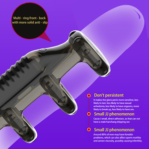G-Punkt Bullet Vibrator TPE Cock <span class=keywords><strong>Sleeve</strong></span> mit Ejakulation Delay Strap <span class=keywords><strong>Penis</strong></span> Dildo und Bondage Gear Set für Sex Shop - Product Image 3