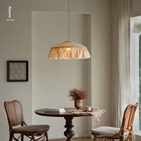 Lustre tissé en lin et fer, style Wabi-Sabi japonais, 220V, pour salon, lampe d'ambiance de chevet pour hôtel et gîte