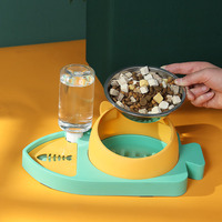 Mangeoire automatique à eau pour animaux de compagnie à deux bols Bol d'alimentation lente Bol amovible multifonction pour chat et chien Mangeoire pour animaux de compagnie en acier inoxydable