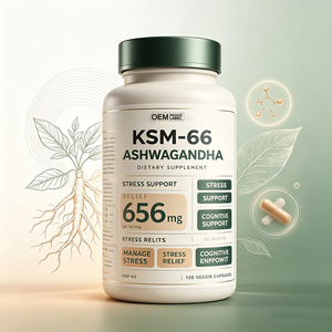 Kapsul Vegan Ashwagandha Genmai Health KSM-66 Rendah Gula, Pendukung Imunitas, 60 Softgel 656mg, Membantu Ketenangan dan Relaksasi - Product Image 1