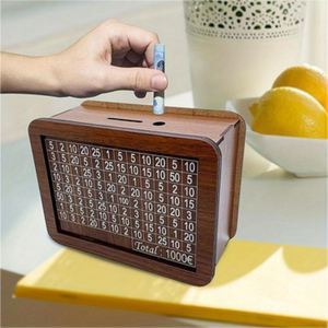 Caja de Ahorros de Madera para Dinero en Efectivo, Caja de Ahorros Única para el Reto de Ahorro de 10000, Caja de Ahorros con Objetivo de Ahorro y Números - Product Image 1
