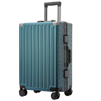 Valise rigide avec cadre en aluminium PC sans fermeture éclair, 4 roues d'angle en métal, argent noble, LOGO personnalisé