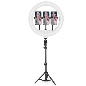 Anneau lumineux LED de 13 pouces réglable avec support de téléphone pour la photographie, le streaming vidéo, l'enregistrement et les réunions Zoom - Product Image 3