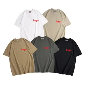 Maglietta in cotone pesante all'ingrosso o-collo maglietta essenziale maglietta semplice di design con logo personalizzato per uomo