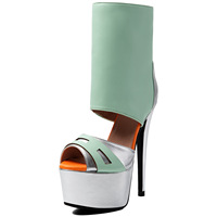 Sandali Estivi Taglia Grande 47 con Punta Aperta, Tacchi Alti, Scarpe Traforate, Stivaletti Patchwork con Zip Laterale e Piattaforma per Donne