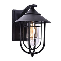 Applique murale extérieure, finition noire, abat-jour en verre grainé, design côtier moderne, résistante aux intempéries, ampoule LED E27, garantie de 2 ans