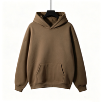 Sudadera con capucha oversize de hombros caídos, de forro polar de alto gramaje, lisa, con bolsillo canguro, para hombre, estilo urbano, para estampado personalizado