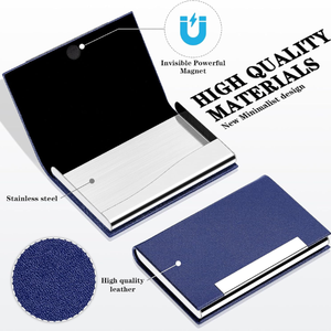 Porte-cartes de visite portable Logo personnalisé en cuir PU avec porte-cartes de visite en acier inoxydable accepte les commandes personnalisées - Product Image 3