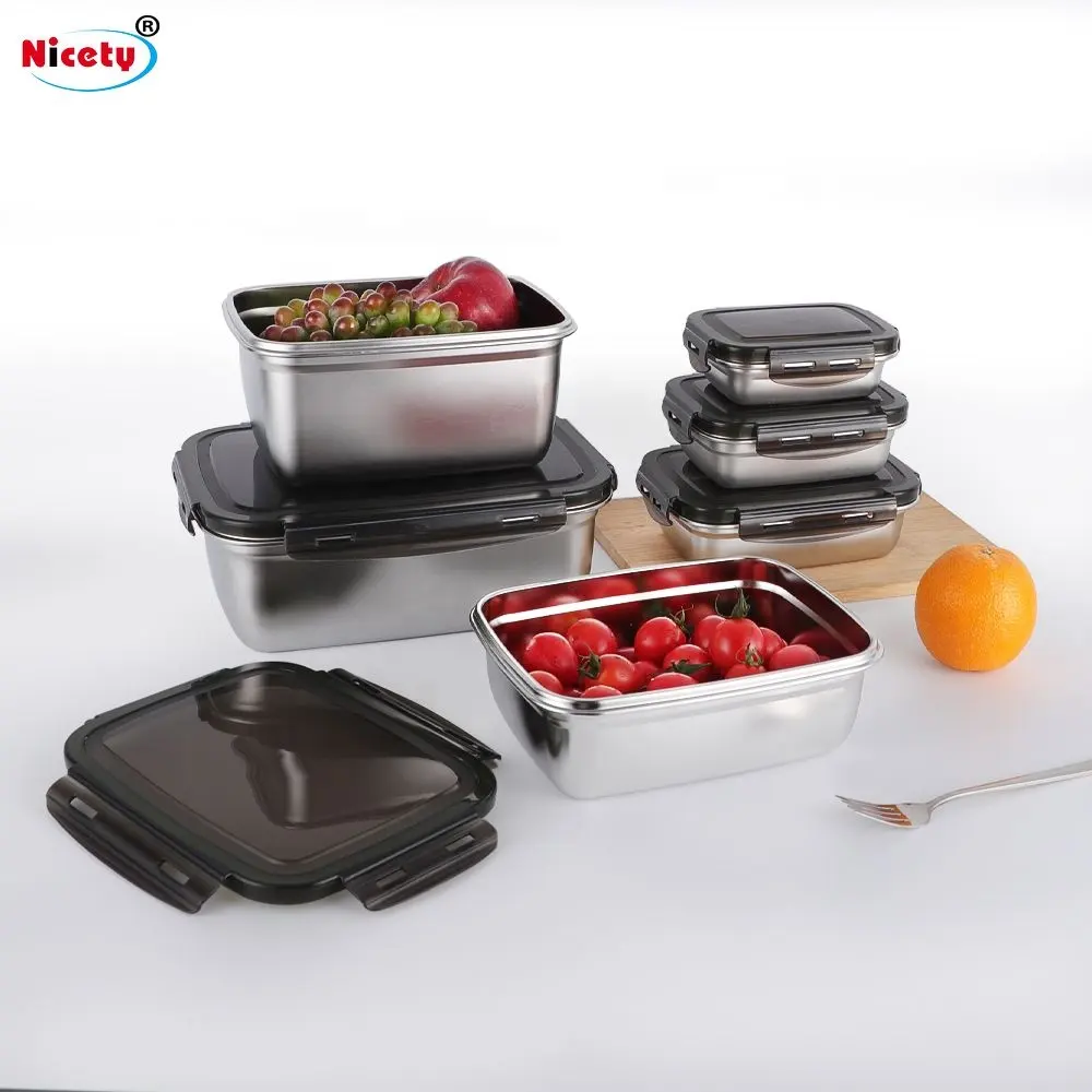 Nicety-fiambrera bento a prueba de fugas, conjunto para picnic, contenedor de alimentos de acero inoxidable con tapa de pp para adultos, venta al por mayor