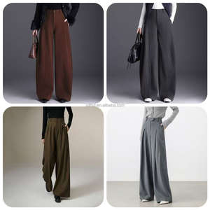 Pantalones de Mujer Formales de Cintura Alta, Color Sólido, Personalizados, Pantalones Anchos Casuales de Moda para Oficina, Profesionales - Product Image 3