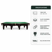 Table de billard professionnelle en bois massif de 12 pieds avec garniture en cuir, certifiée CE ISO, plateau en ardoise et pieds à garniture dorée pour le billard