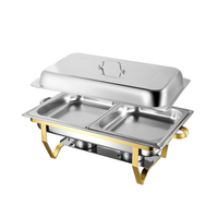 Ensemble de réchauds de buffet rectangulaires en acier inoxydable poli argent et or de luxe, marque TAIDING, logo personnalisé, pour hôtels